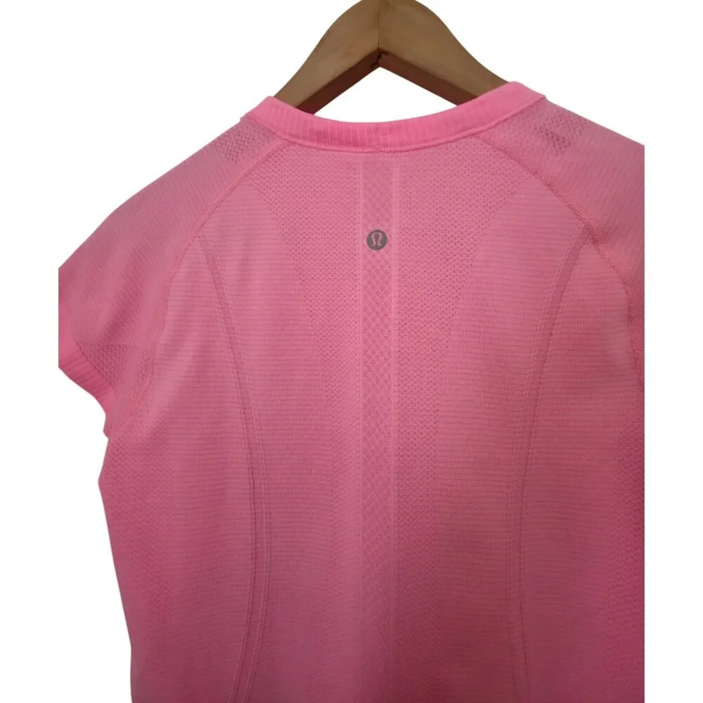 Lululemon Run Swiftly Tech Short Sleeve Pink Athletic Shirt Sz 8 - Picture 6 of 7
